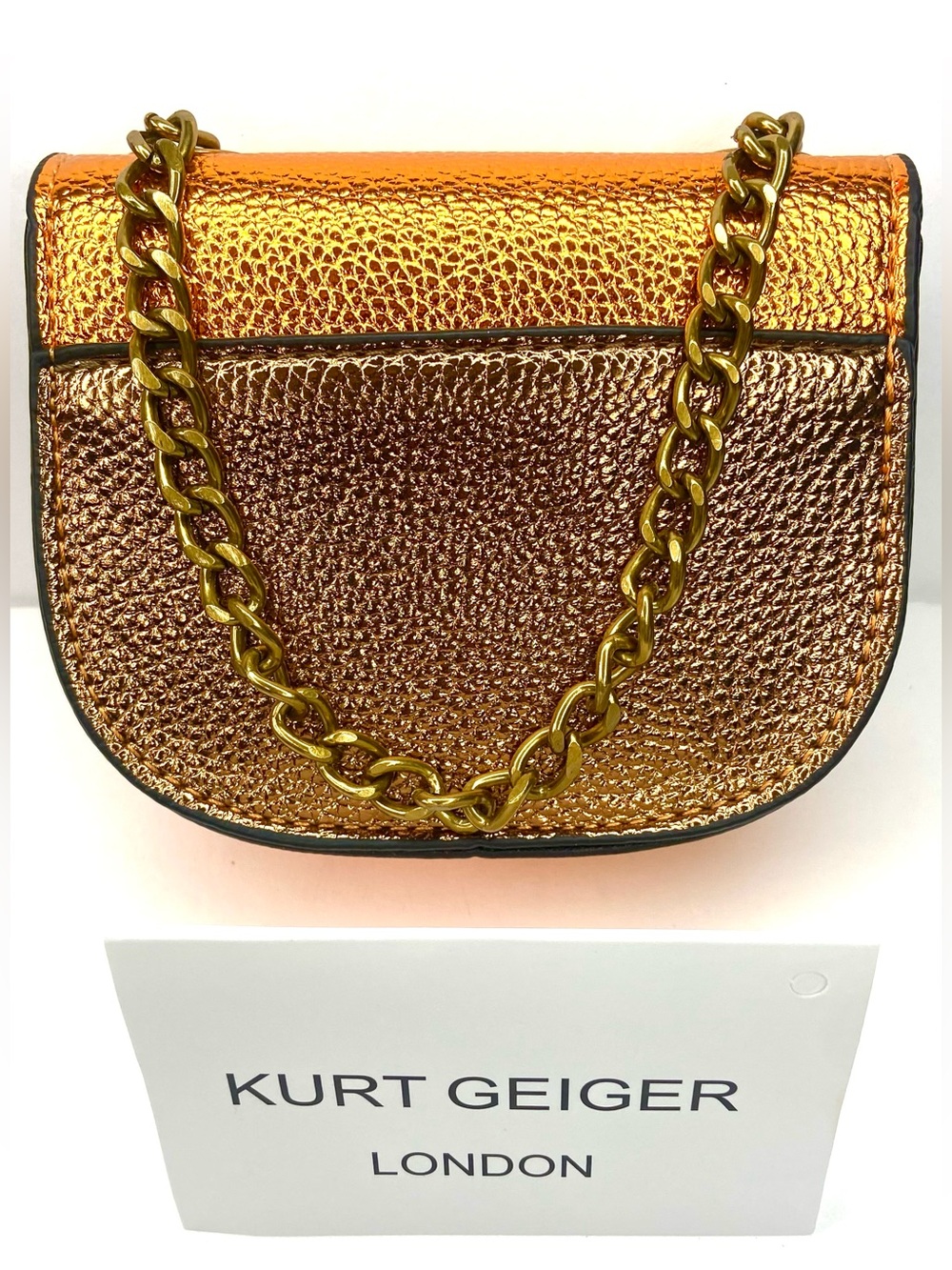 NWOT Kurt Geiger Metallic Copper-Gold Mini Crossbody Bag - Picture 4 of 5